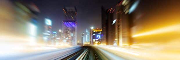blurry cityscape at night